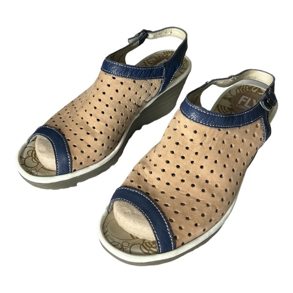 Fly London Yile Perforated Wedge Sandals Size 39 - Picture 1 of 12